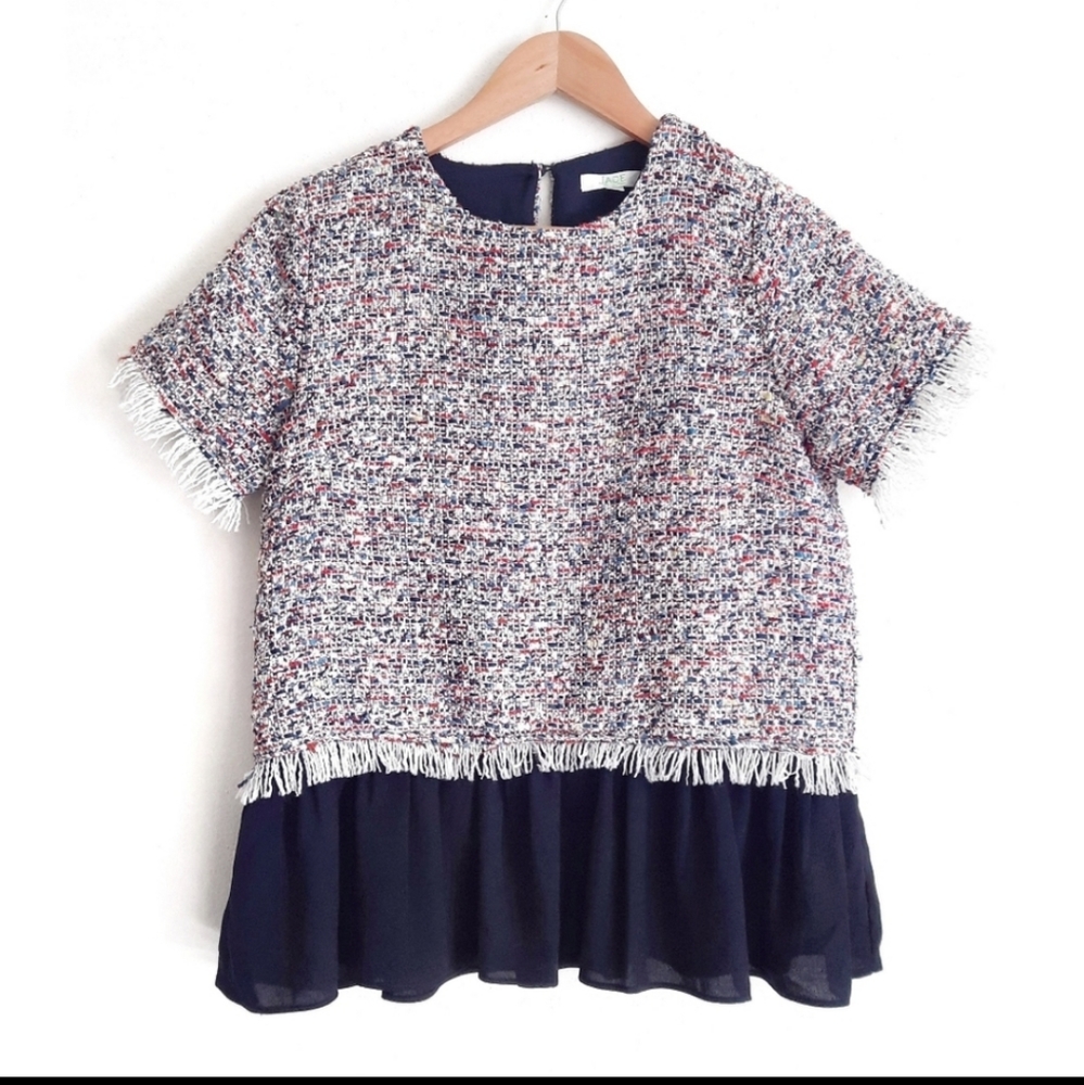 Jade Melody Tam Tweed Peplum Blouse